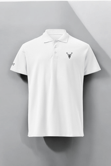 Embroidered Premium Hillside Polo Shirt front view in white