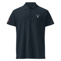 Embroidered Premium Hillside Polo shirt w British Flag navy colour front view