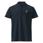 Embroidered Premium Hillside Polo shirt w British Flag navy colour front view