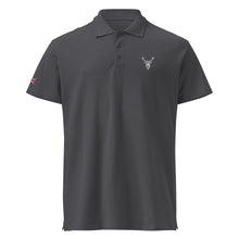 Embroidered Premium Hillside Polo shirt w British Flag dark grey colour front view