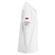 Embroidered Premium Hillside Polo shirt w British Flag white colour side view