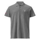 Embroidered Premium Hillside Polo shirt w British Flag grey colour front view