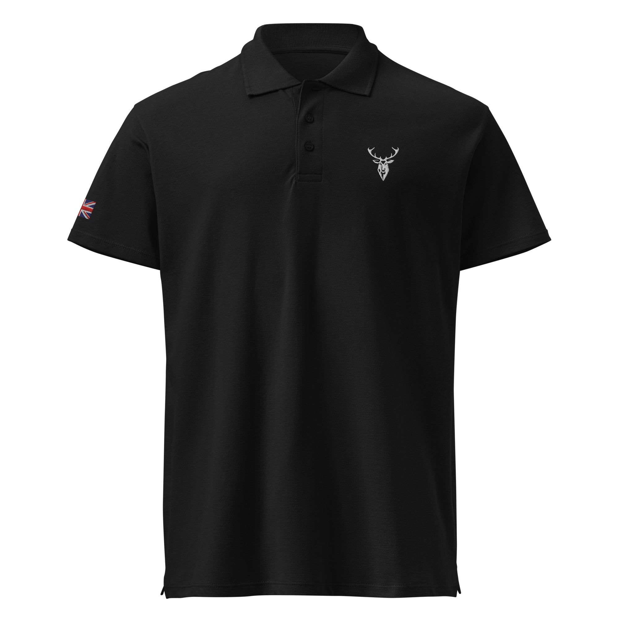 Embroidered Premium Hillside Polo shirt w British Flag - 