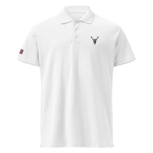 Embroidered Premium Hillside Polo shirt w British Flag white colour front view