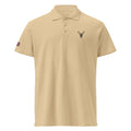 Embroidered Premium Hillside Polo shirt w British Flag sand colour front view