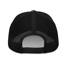 Embroidered Stag Camouflage Trucker Hat view of back with mesh back and adjustable strap