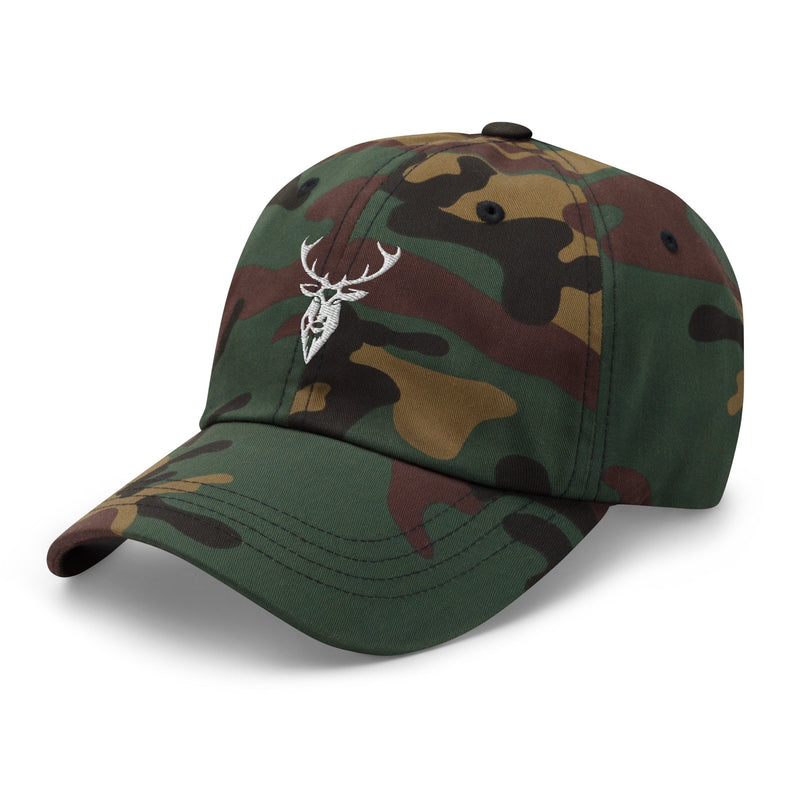 Embroidered Stag Classic Camo Hat view from the front