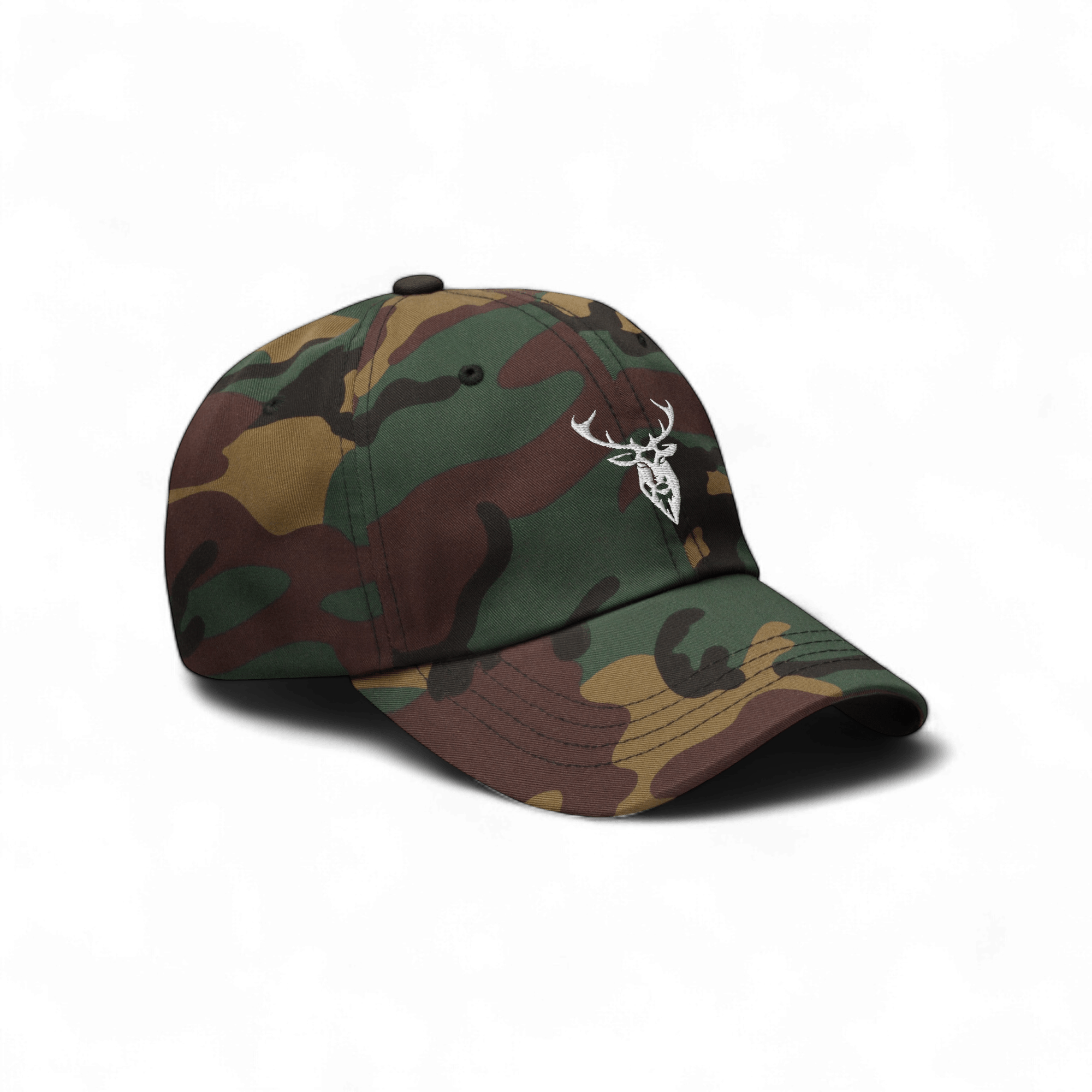 Embroidered Stag Classic Camo Hat front side view