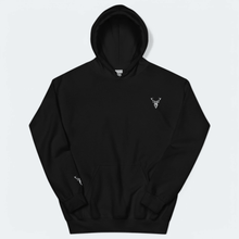 Embroidered Stag Glen Etive Hoodie in Black from 2BTreasured front view