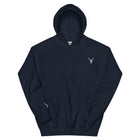 Embroidered Stag Glen Etive Hoodie in navy colour front view minimalist style branding