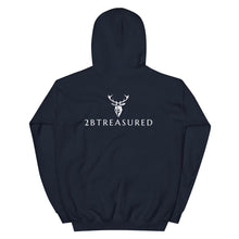 Embroidered Stag Glen Etive Hoodie in navy view of back branding