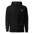 Embroidered Stag Lomond Hoodie in Black front view small stag logo