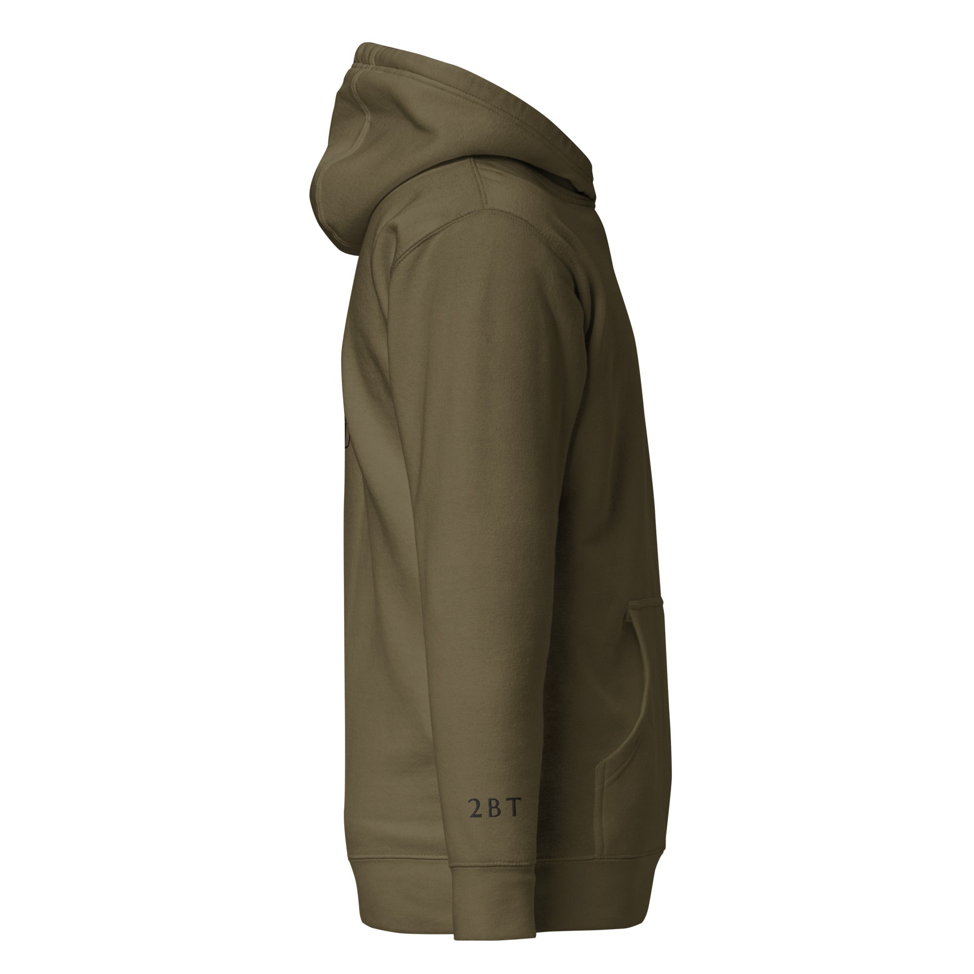 Embroidered Stag Lomond Hoodie military green side view