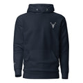 Embroidered Stag Lomond Hoodie in navy colour front view with small stag logo