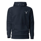 Embroidered Stag Lomond Hoodie in navy colour front view with small stag logo