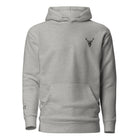 Embroidered Stag Lomond Hoodie in grey colour front view minimalist style