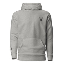 Embroidered Stag Lomond Hoodie in grey colour front view minimalist style
