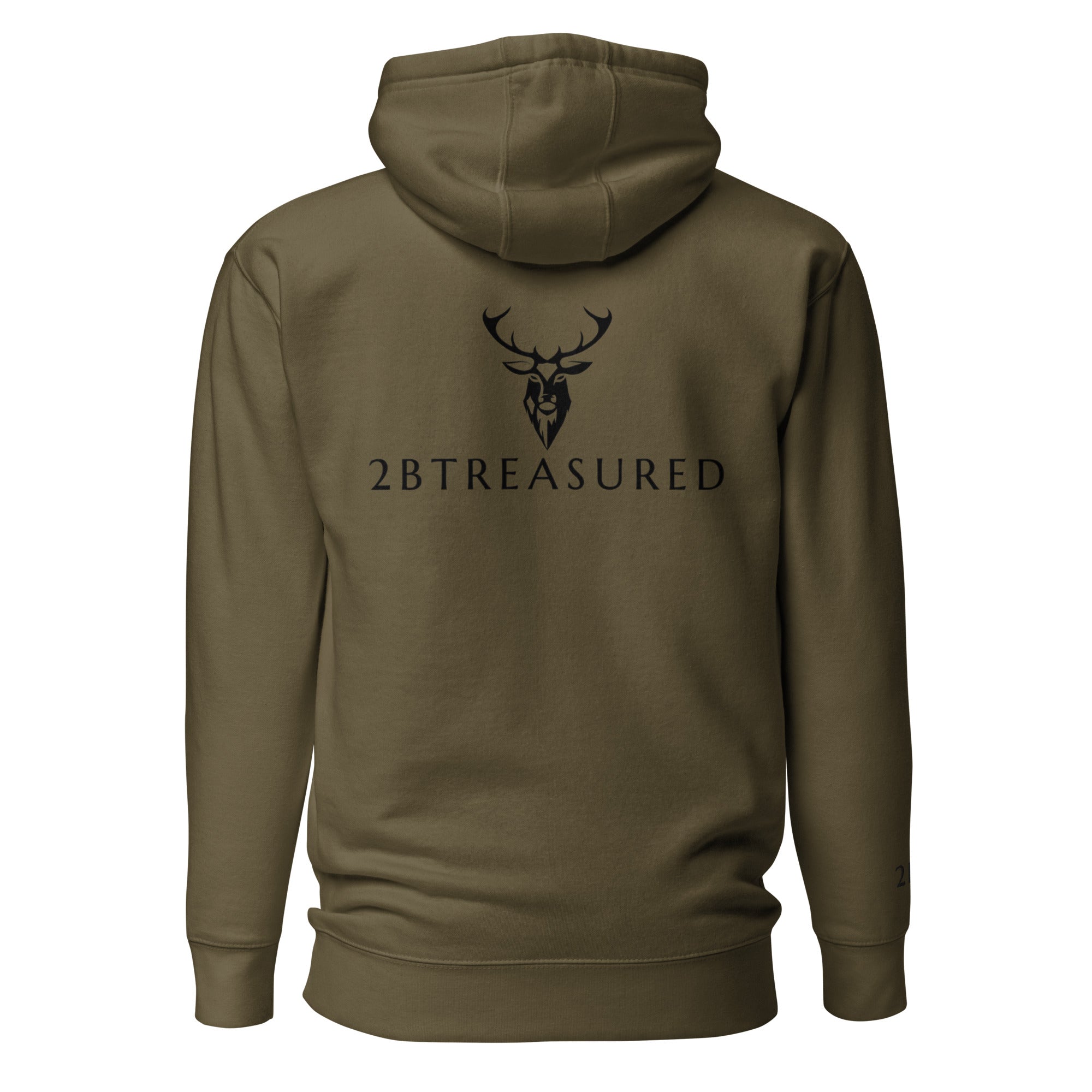 Embroidered Stag Lomond Hoodie in Military Green back view