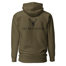 Embroidered Stag Lomond Hoodie in Military Green back view