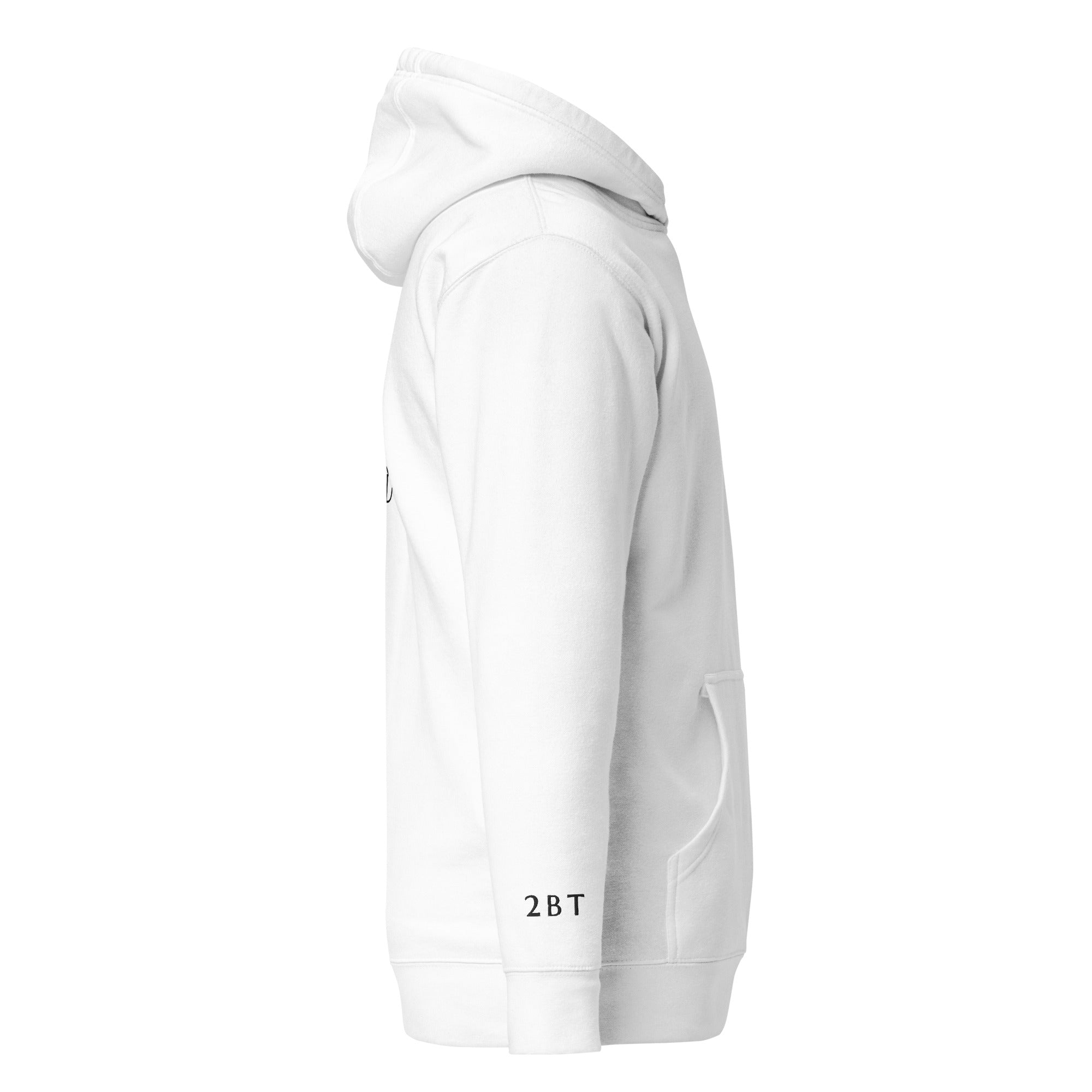 Embroidered Stag Lomond Hoodie in white sleeve side view