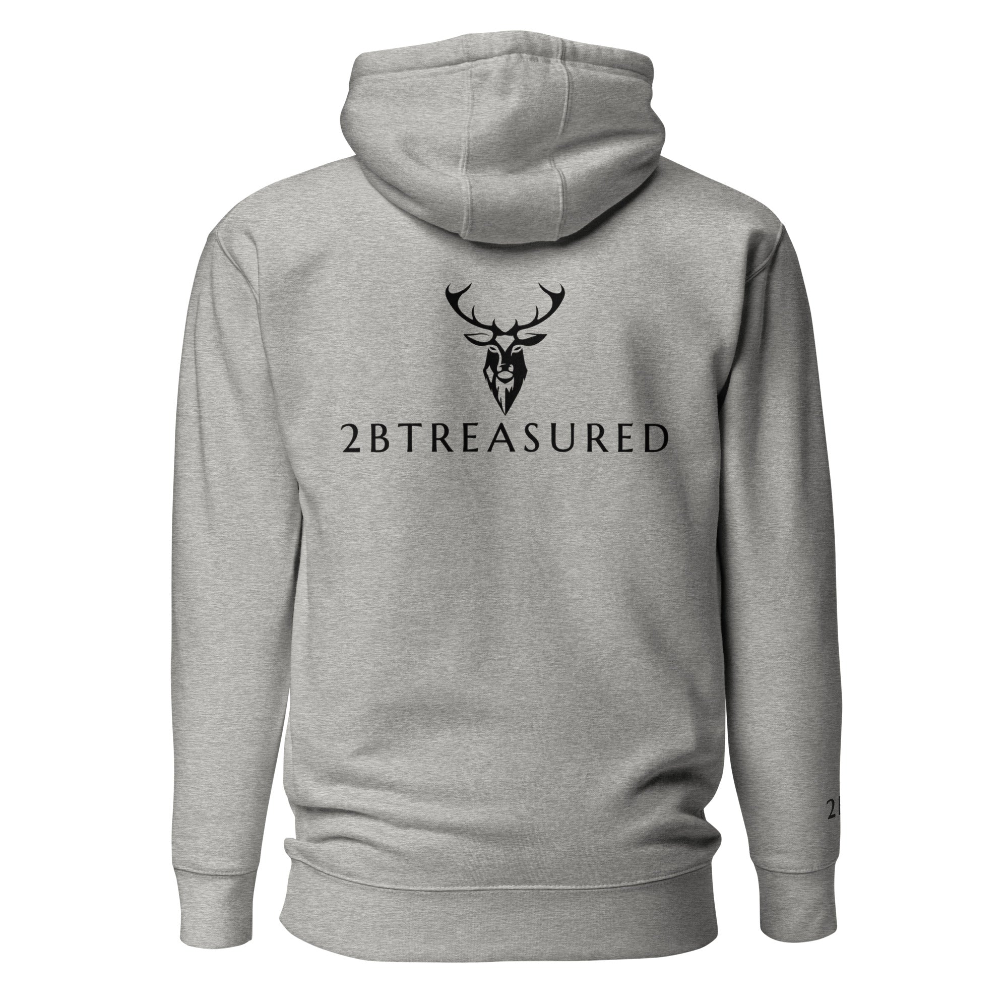 Embroidered Stag Lomond Hoodie in grey view of back with 2BTreasured brand
