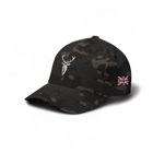Embroidered Stag Structured Camo Cap, Multicam with British Flag