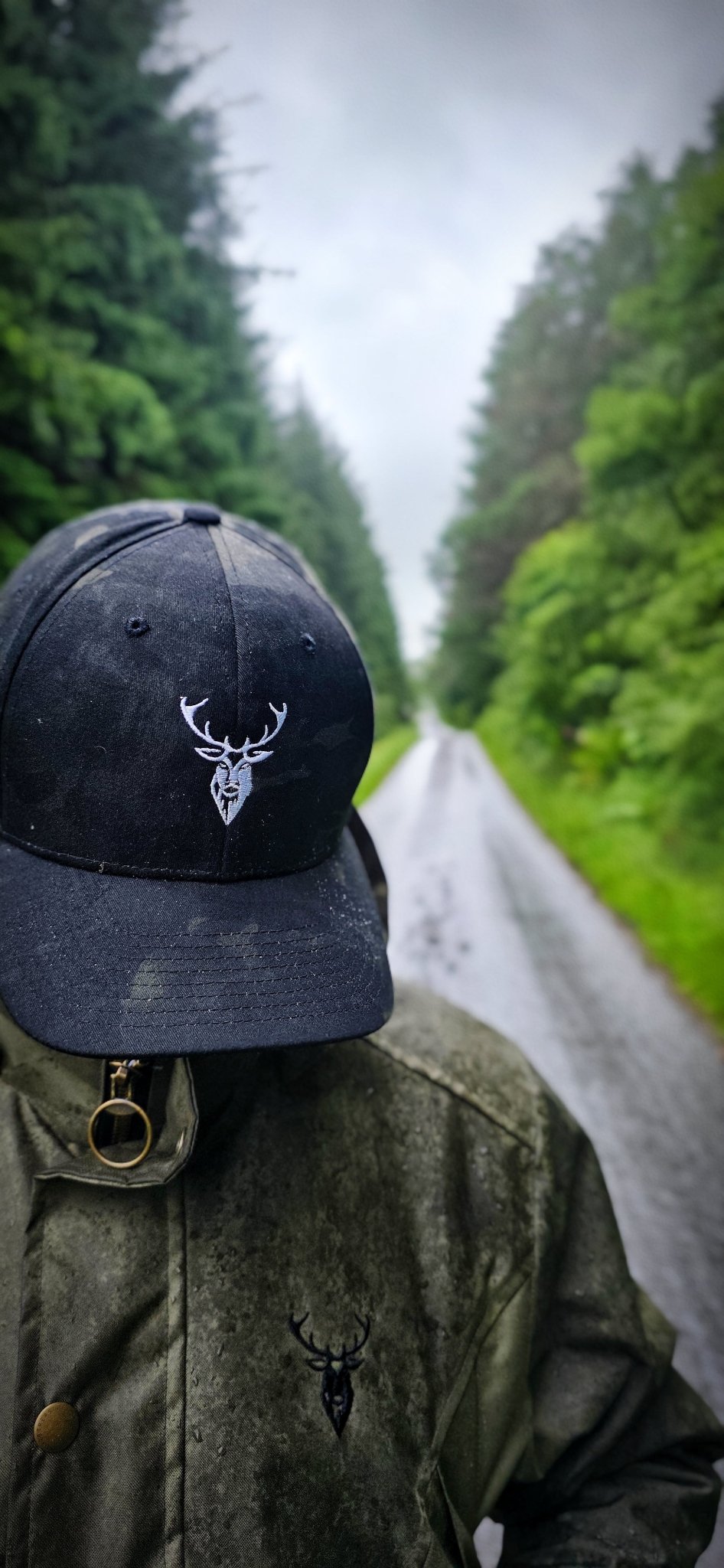 Embroidered Stag Structured Camo Cap, Multicam with British Flag