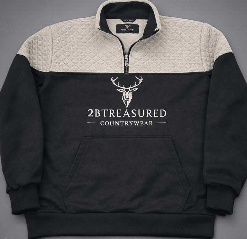 Embroidered Stagmoor Quarter Zip - Black