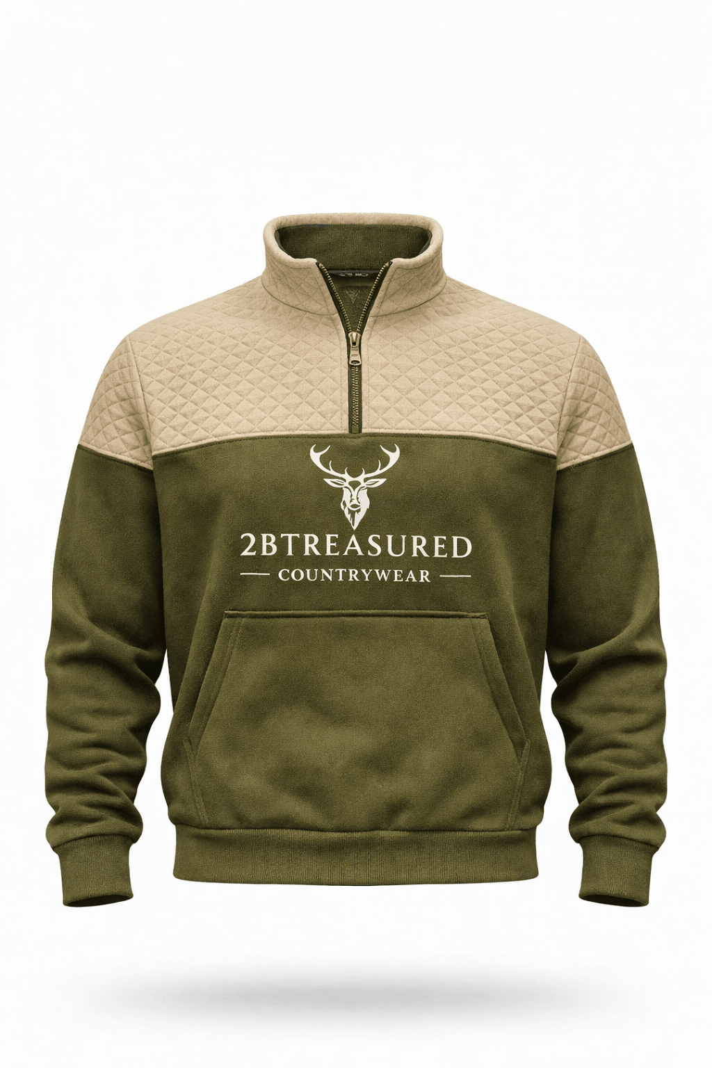 Embroidered Stagmoor Quarter Zip - Country Green