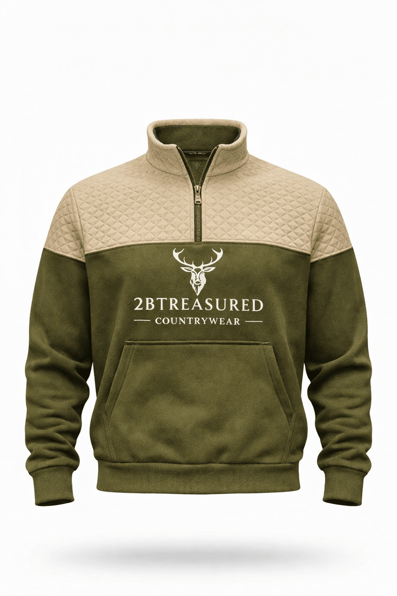 Embroidered Stagmoor Quarter Zip - Country Green