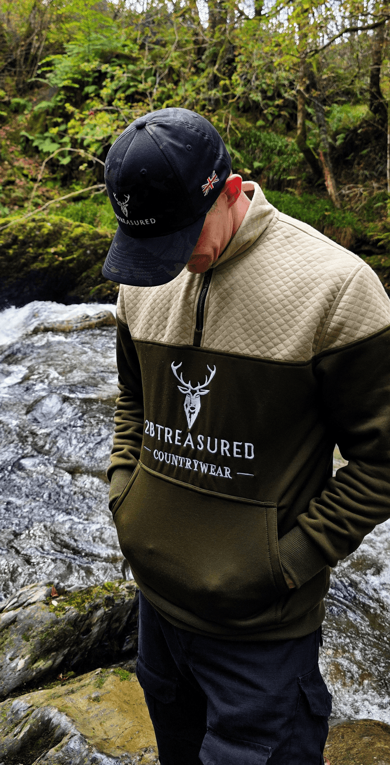 Embroidered Stagmoor Quarter Zip - Country Green