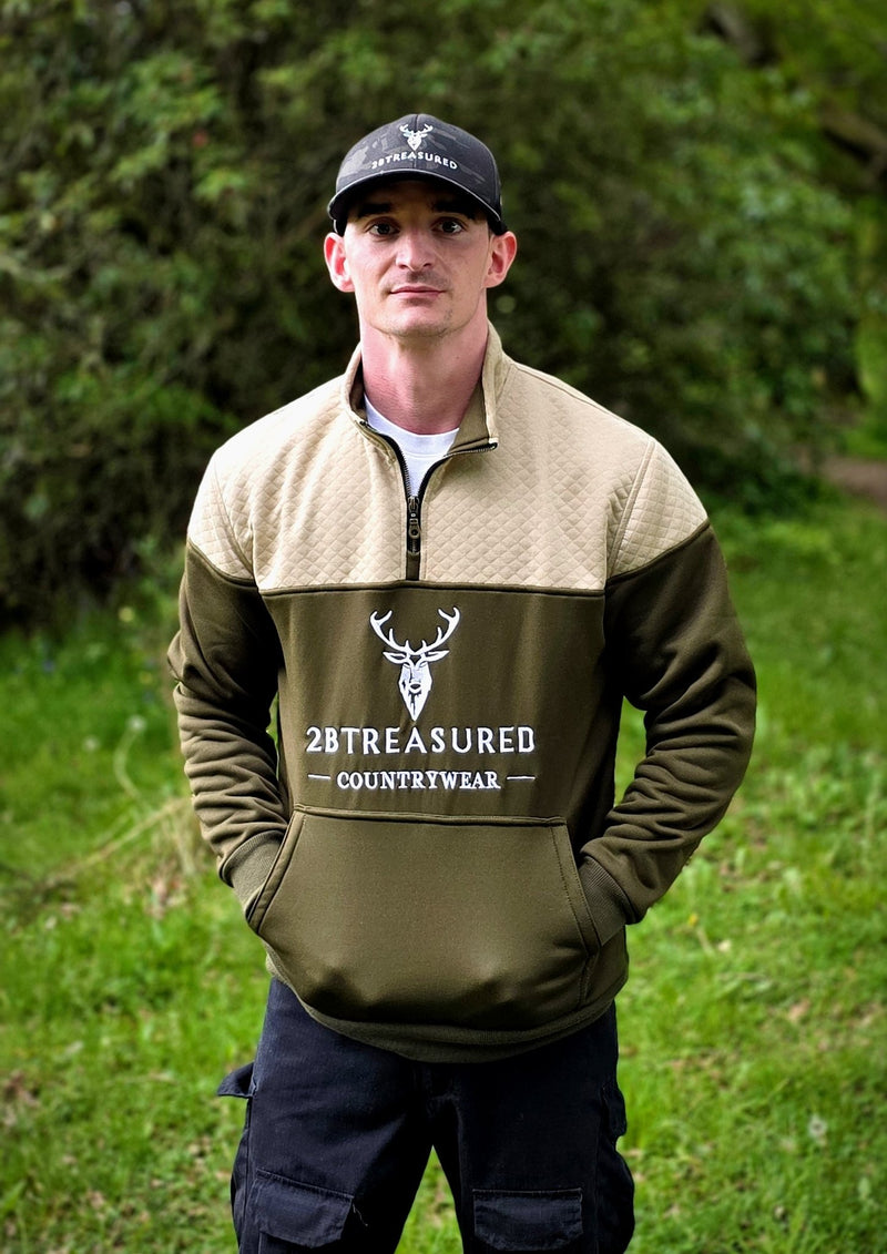Embroidered Stagmoor Quarter Zip - Country Green