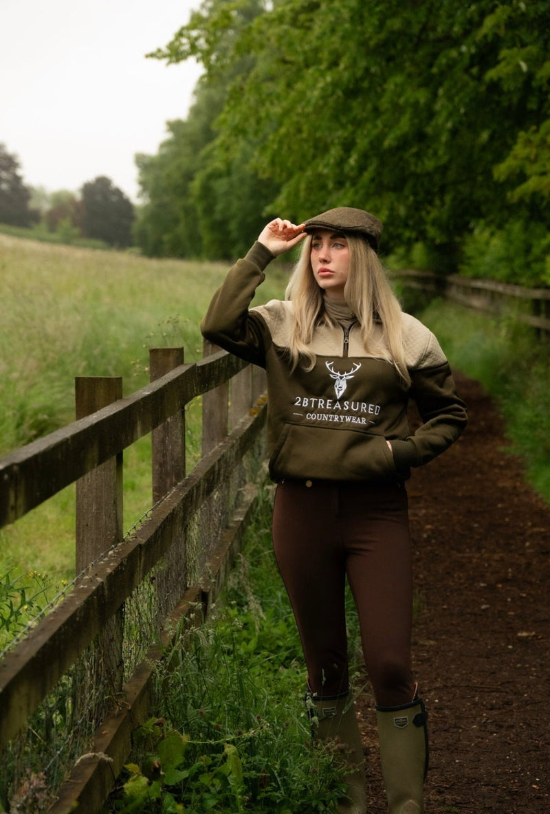 Embroidered Stagmoor Quarter Zip - Country Green
