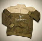 Embroidered Stagmoor Quarter Zip in Country Green colour front view from brand 2BTreasured
