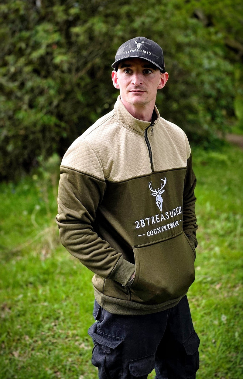 Embroidered Stagmoor Quarter Zip - Country Green