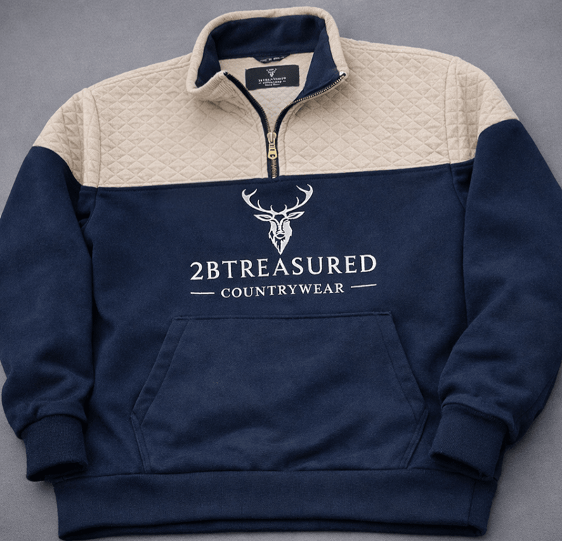 Embroidered Stagmoor Quarter Zip - Navy