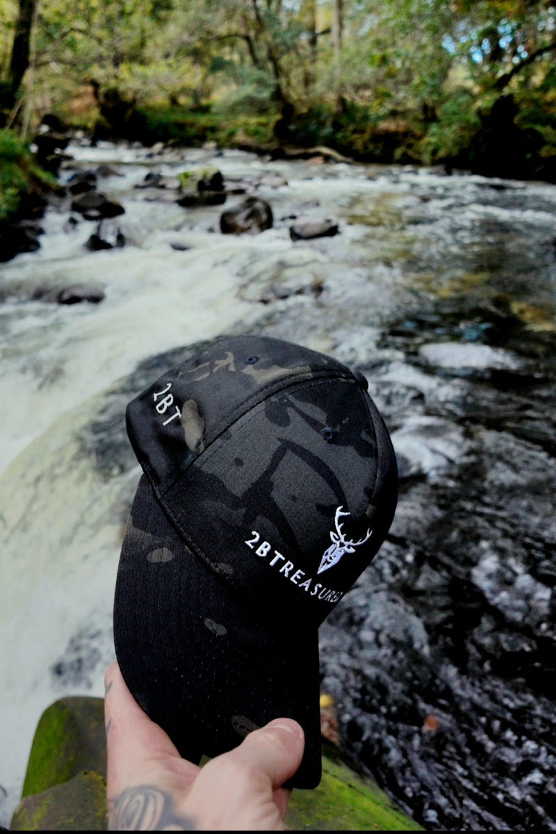 Embroidered Structured Camo Cap, Multicam with British Flag