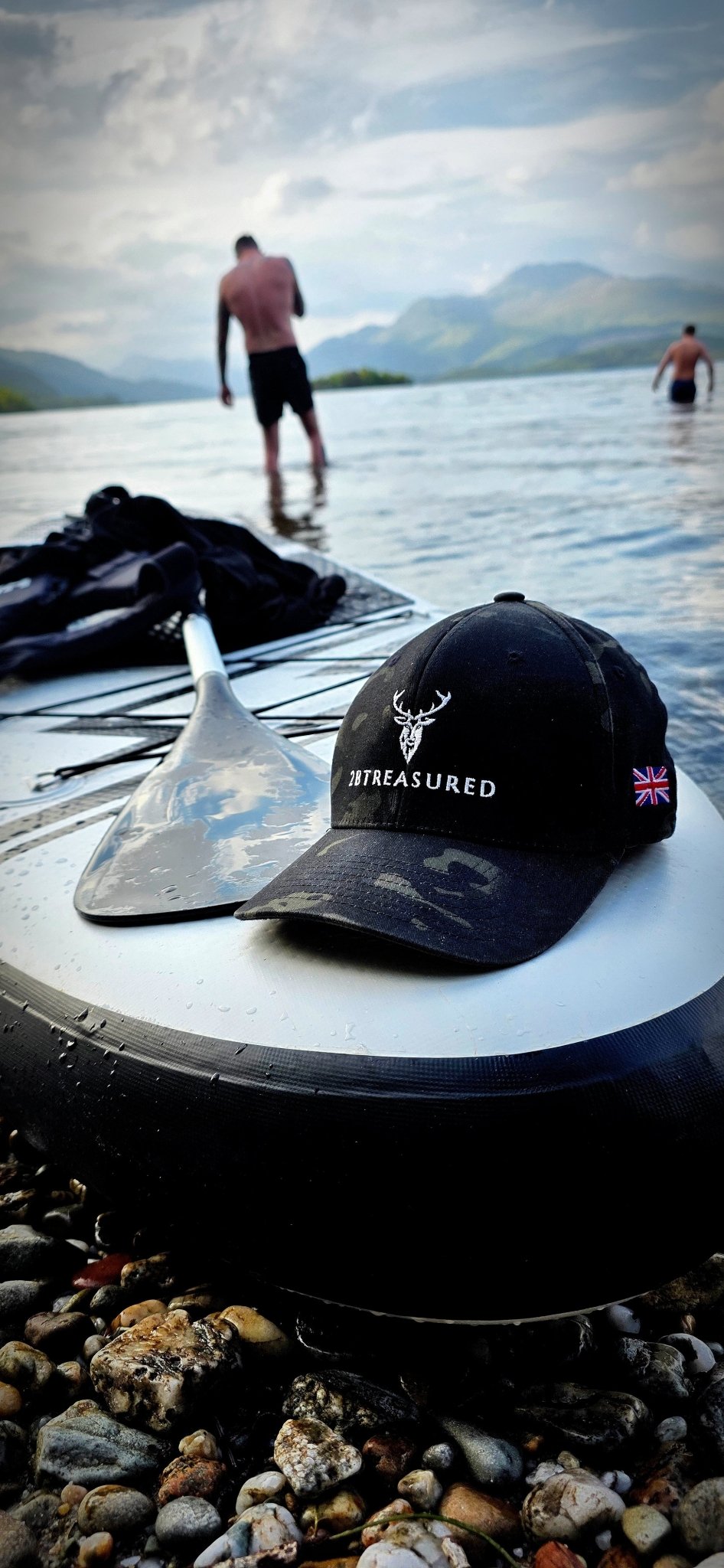 Embroidered Structured Camo Cap, Multicam with British Flag