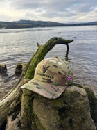 Embroidered Structured Camo Cap with British Flag, Multicam Green
