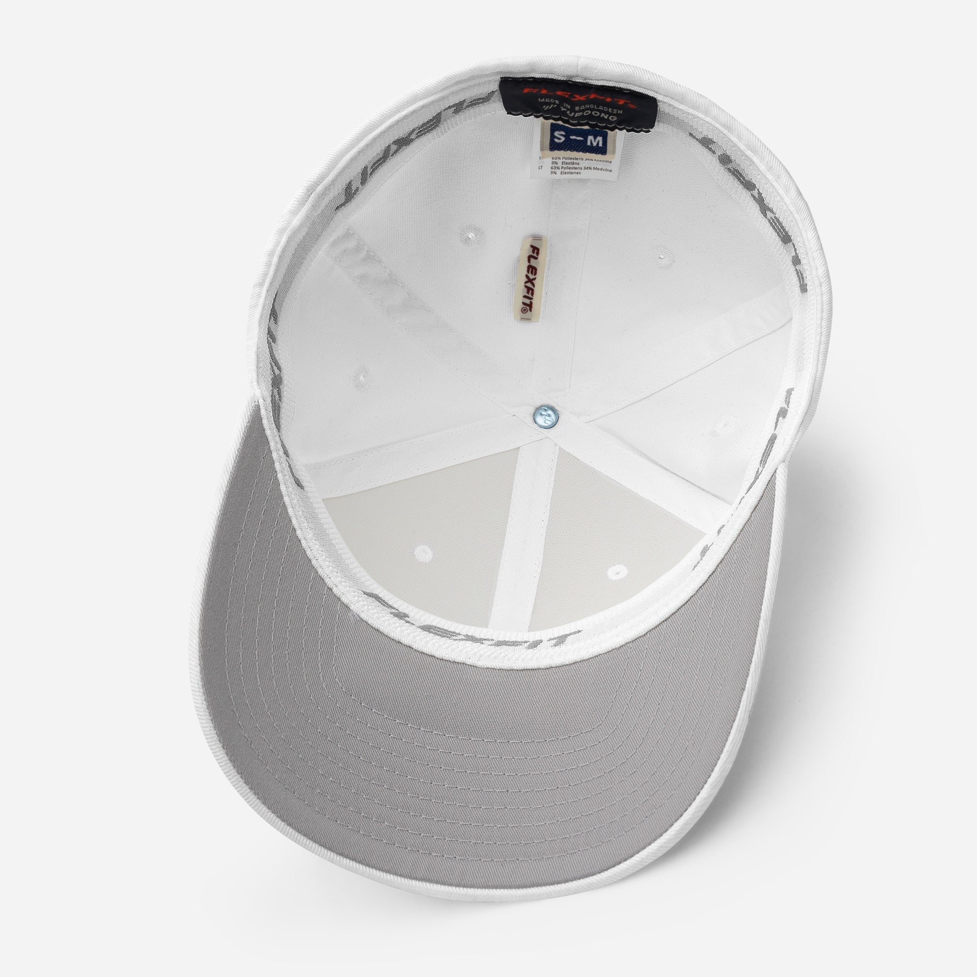 Embroidered Structured Cap inside view of white hat