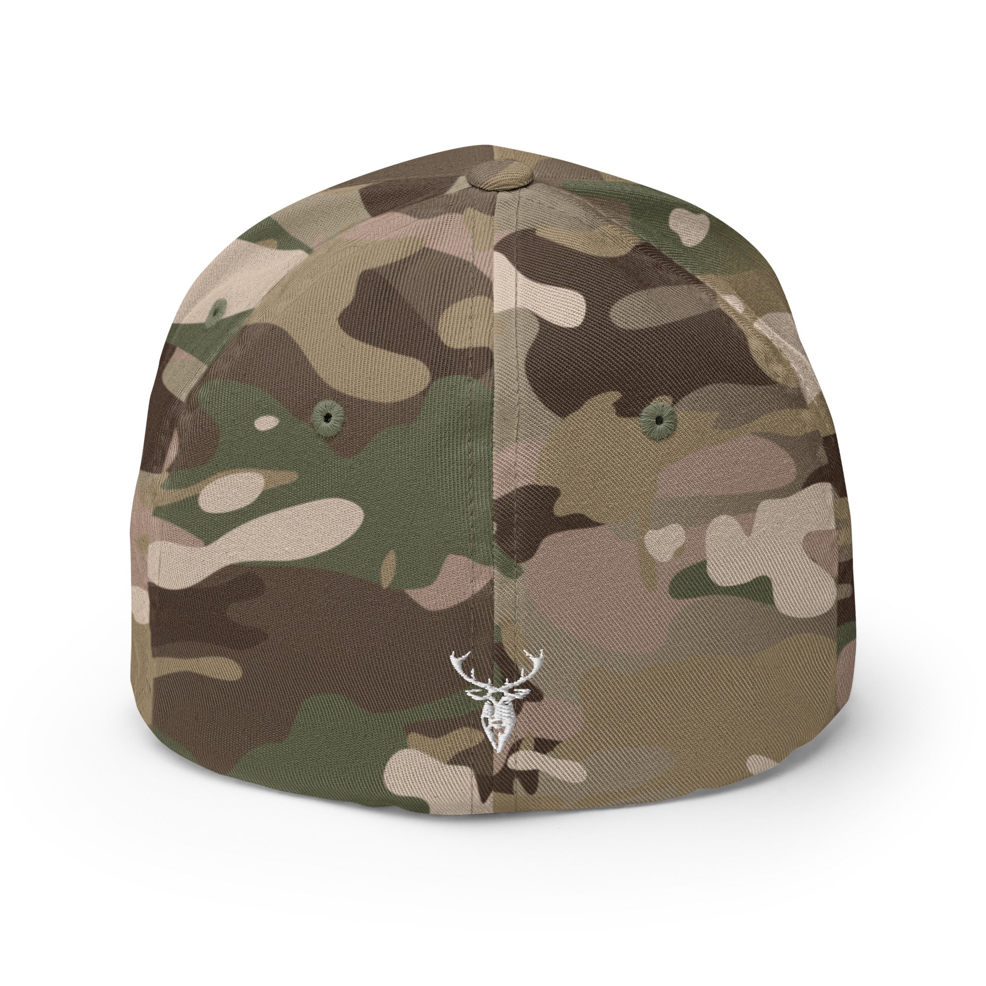 Embroidered Structured Cap, Multicam Green back view with small stag logo