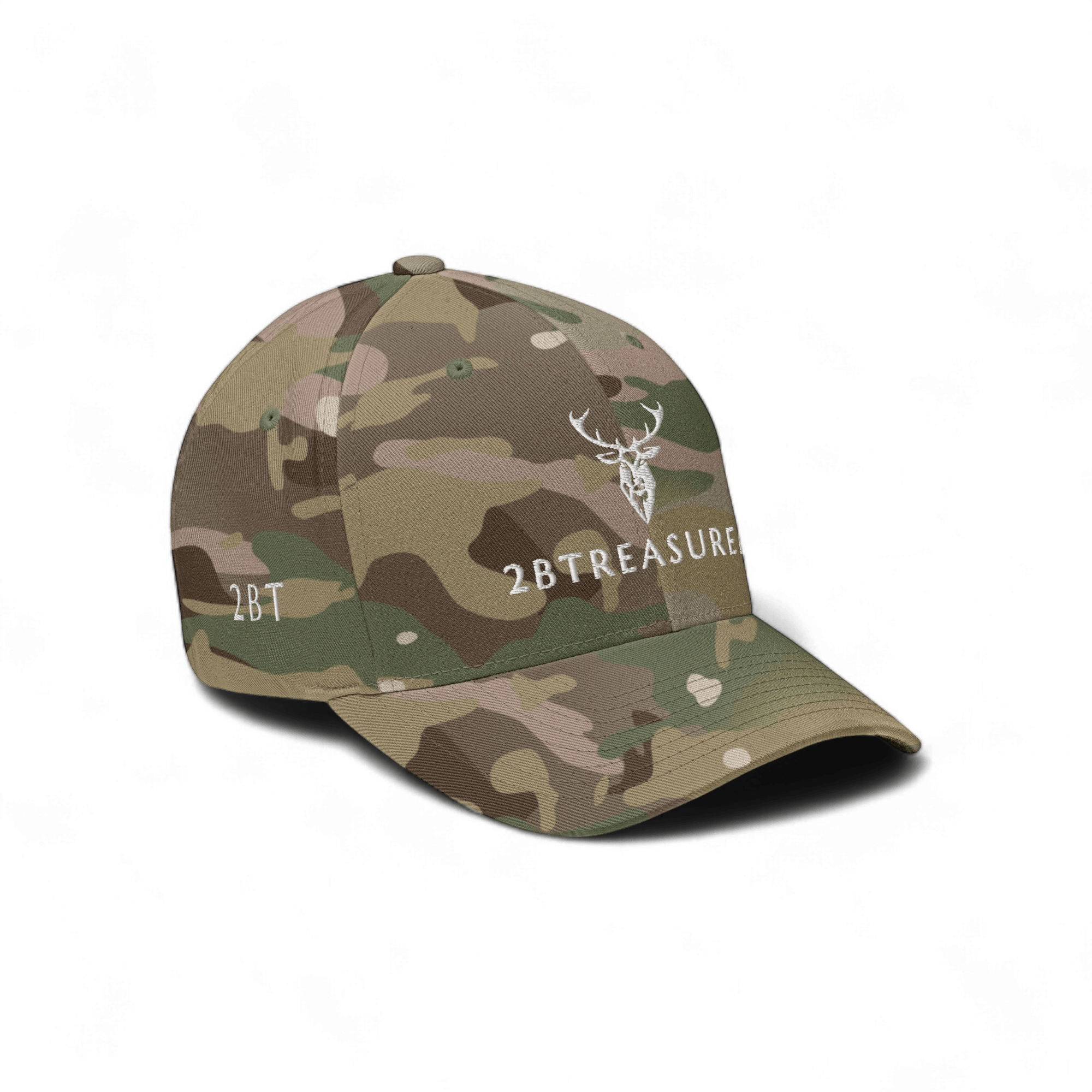Embroidered Structured Cap, Multicam Green front view