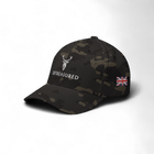 Embroidered Structured Camo Cap, Multicam with British Flag front side view