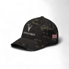 Embroidered Structured Camo Cap, Multicam with British Flag front side view