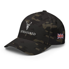 Embroidered Structured Camo Cap, Multicam with British Flag front view