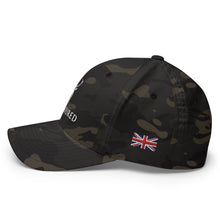 Embroidered Structured Camo Cap, Multicam with British Flag view of the flag embroidery details