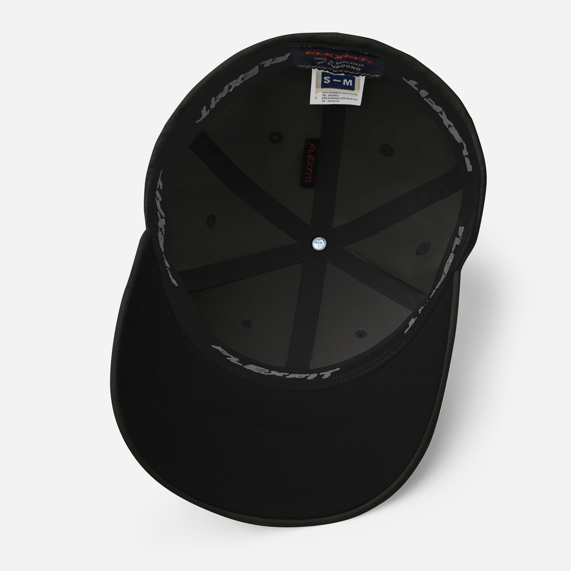 Embroidered Structured Stag Cap in black inside view