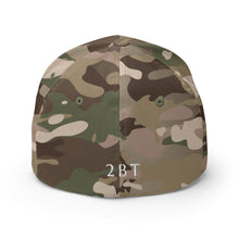 Embroidered Structured Stag Cap green camo back view with small 2BT logo