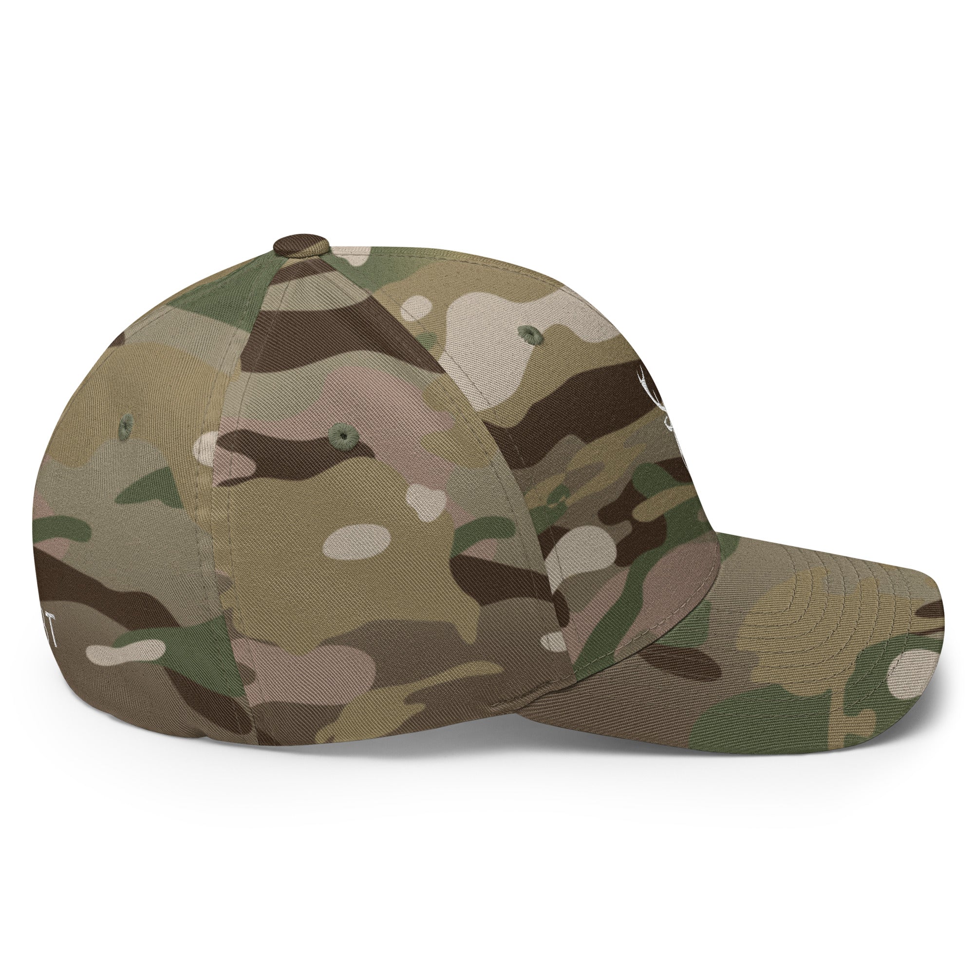 Embroidered Structured Stag Cap green camo side view