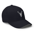 Embroidered Structured Stag Cap in navy front view with stag logo